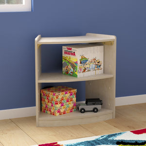 English Elm Bright Beginnings Commercial-Grade Bow Front 2-Tier Corner Storage Unit for Kids' Classroom Needs MK-KE24060-GG