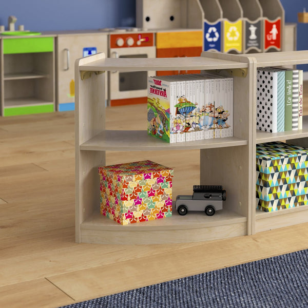 English Elm Bright Beginnings Commercial-Grade Bow Front 2-Tier Corner Storage Unit for Kids' Classroom Needs MK-KE24060-GG