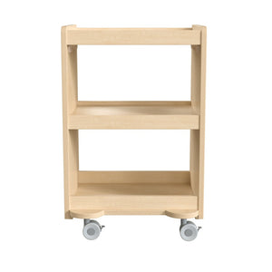 English Elm Bright Beginnings Mobile Wooden Storage Cart with 3 Shelves, Locking Casters for Classroom Use MK-KE24084-GG