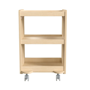 English Elm Bright Beginnings Mobile Wooden Storage Cart with 3 Shelves, Locking Casters for Classroom Use MK-KE24084-GG