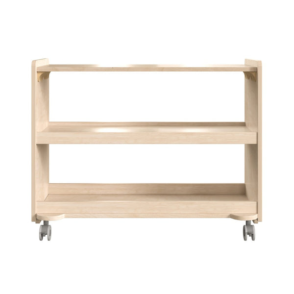 English Elm Bright Beginnings Mobile Classroom Storage Cart - 3-Shelf Wooden Unit with Locking Wheels & Safety Features MK-KE24107-GG