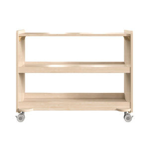 English Elm Bright Beginnings Mobile Classroom Storage Cart - 3-Shelf Wooden Unit with Locking Wheels & Safety Features MK-KE24107-GG