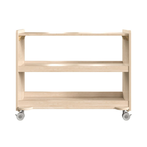 English Elm Bright Beginnings Mobile Classroom Storage Cart - 3-Shelf Wooden Unit with Locking Wheels & Safety Features MK-KE24107-GG