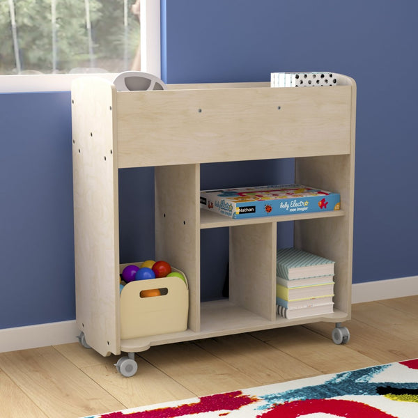 English Elm Bright Beginnings Double-Sided Mobile Storage Cart with Locking Wheels & 10 Compartments for Classrooms MK-KE24244-GG