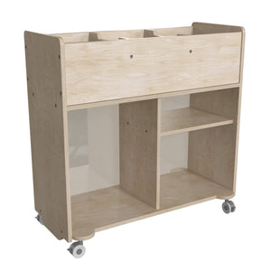 English Elm Bright Beginnings Mobile Storage Cart - Double-Sided Wooden Organizer with Locking Casters & Clear Back MK-KE24268-GG