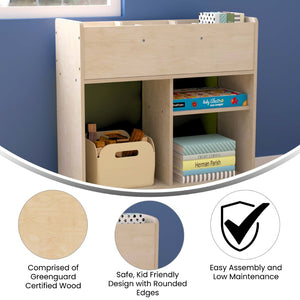 English Elm Bright Beginnings Mobile Storage Cart - Double-Sided Wooden Organizer with Locking Casters & Clear Back MK-KE24268-GG