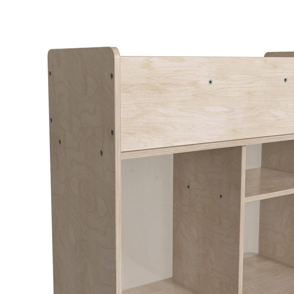 English Elm Bright Beginnings Mobile Storage Cart - Double-Sided Wooden Organizer with Locking Casters & Clear Back MK-KE24268-GG