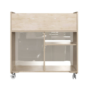 English Elm Bright Beginnings Mobile Storage Cart - Double-Sided Wooden Organizer with Locking Casters & Clear Back MK-KE24268-GG