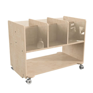 English Elm Bright Beginnings Double-Sided Mobile Storage Cart with 6 Clear Bins & Locking Wheels for Classrooms MK-KE24275-GG