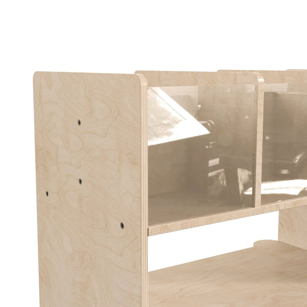 English Elm Bright Beginnings Double-Sided Mobile Storage Cart with 6 Clear Bins & Locking Wheels for Classrooms MK-KE24275-GG