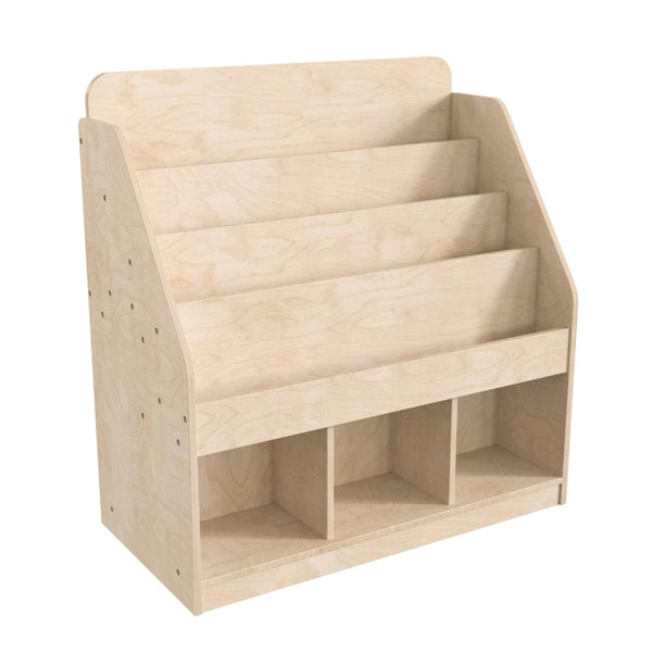 English Elm Bright Modular Wooden Classroom Bookstand - 4-Tier Design with 3 Storage Compartments, Natural Finish MK-KE24282-GG