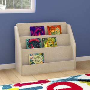 English Elm Bright Modular Wooden Classroom 3-Tier Book Display Shelf - Sturdy, Child-Friendly & Easy to Clean MK-KE24299-GG