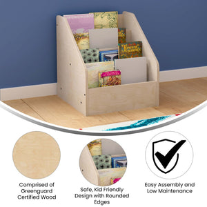 English Elm Bright Modular Wooden 4-Tier Classroom Book Display Shelf - Durable, Safe, and Space-Saving Solution for Kids MK-KE24305-GG