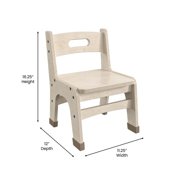 English Elm Bright Beginnings Set of 2 Durable Wooden Classroom Chairs with Non-Slip Caps & Easy Carry Handle MK-KE24428-GG