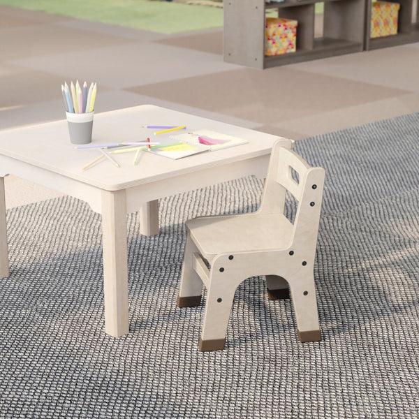 English Elm Bright Beginnings Set of 2 Durable Wooden Classroom Chairs with Non-Slip Caps & Easy Carry Handle MK-KE24428-GG