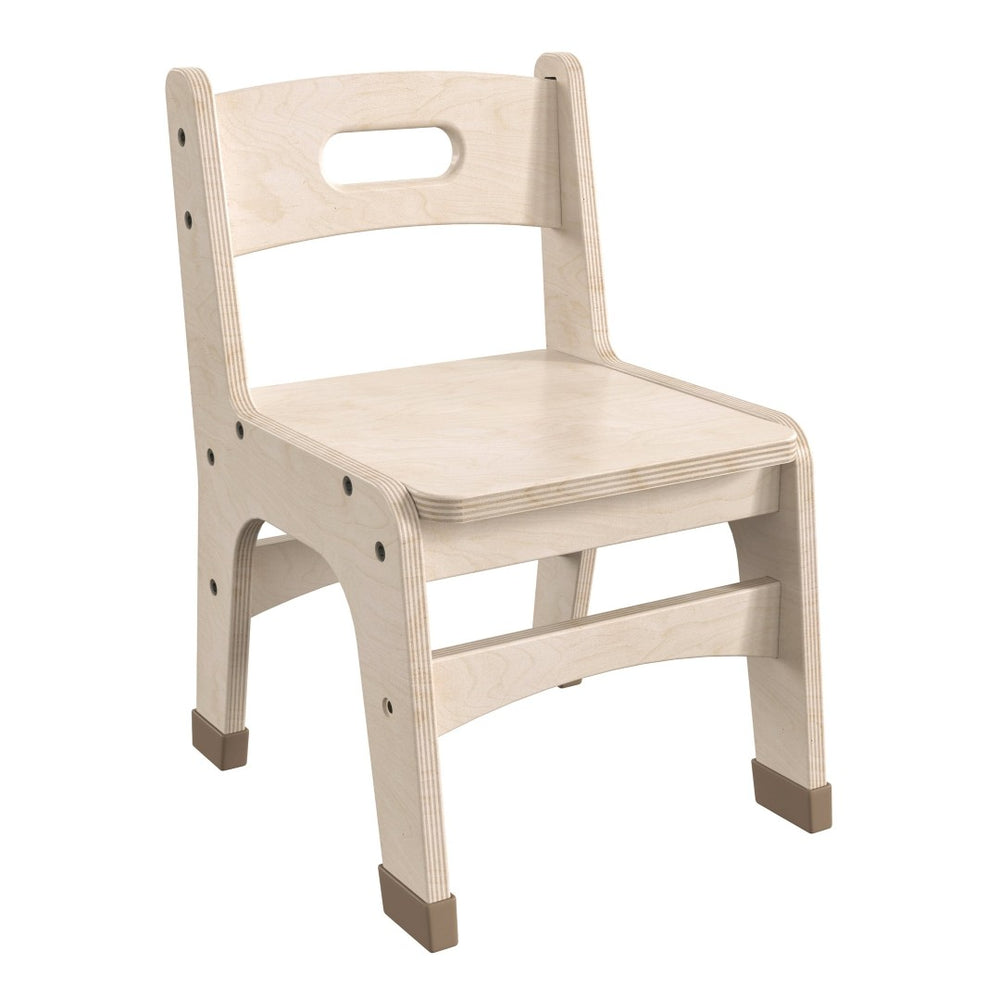 English Elm Bright Beginnings Set of 2 Wooden Classroom Chairs for Kids - Durable, Safe, Non-Slip & Natural Finish MK-KE24435-GG