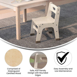English Elm Bright Beginnings Set of 2 Wooden Classroom Chairs for Kids - Durable, Safe, Non-Slip & Natural Finish MK-KE24435-GG
