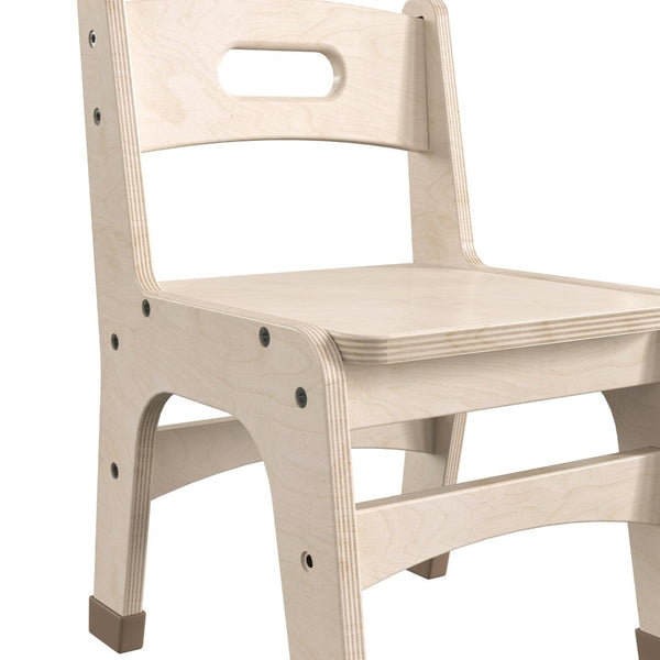 English Elm Bright Beginnings Set of 2 Wooden Classroom Chairs for Kids - Durable, Safe, Non-Slip & Natural Finish MK-KE24435-GG