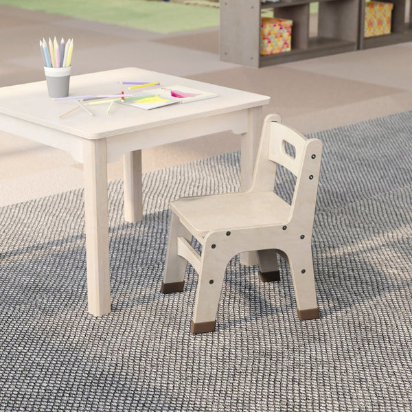 English Elm Bright Beginnings Set of 2 Wooden Classroom Chairs for Kids - Durable, Safe, Non-Slip & Natural Finish MK-KE24435-GG