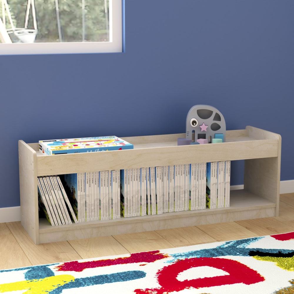 English Elm Bright Modular Wooden Classroom Storage Unit - Durable, 2-Tier Open Shelf with Raised Edges, Natural Finish MK-KE24572-GG