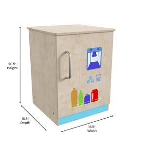 English Elm Bright Imaginative Play Refrigerator - Commercial Grade Wooden Kitchen Storage for Kids, Greenguard Certified MK-ME03508-GG