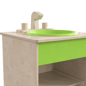 English Elm Bright Children's Kitchen Sink - Commercial Grade Wooden Playset with Storage for Learning Fun! MK-ME03515-GG