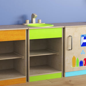 English Elm Bright Children's Kitchen Sink - Commercial Grade Wooden Playset with Storage for Learning Fun! MK-ME03515-GG