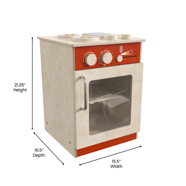 English Elm Bright Wooden Children's Kitchen Stove - Commercial-Grade Playset with Storage & Realistic Features MK-ME03522-GG