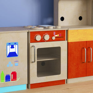 English Elm Bright Wooden Children's Kitchen Stove - Commercial-Grade Playset with Storage & Realistic Features MK-ME03522-GG