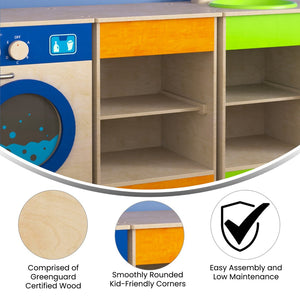 English Elm Bright Wooden Kitchen Cabinet for Kids – Two Shelves for Organized Play, Safe Design, and Durability MK-ME03539-GG