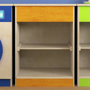 English Elm Bright Wooden Kitchen Cabinet for Kids – Two Shelves for Organized Play, Safe Design, and Durability MK-ME03539-GG