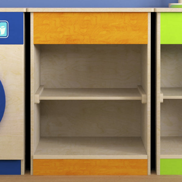 English Elm Bright Wooden Kitchen Cabinet for Kids – Two Shelves for Organized Play, Safe Design, and Durability MK-ME03539-GG