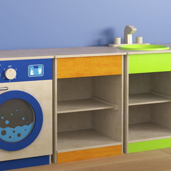 English Elm Bright Wooden Kitchen Cabinet for Kids – Two Shelves for Organized Play, Safe Design, and Durability MK-ME03539-GG