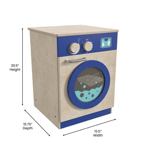 English Elm Bright Beginnings Wooden Kid's Washing Machine with Storage, Knobs & Interactive Play for Classrooms MK-ME03546-GG