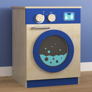 English Elm Bright Beginnings Wooden Kid's Washing Machine with Storage, Knobs & Interactive Play for Classrooms MK-ME03546-GG