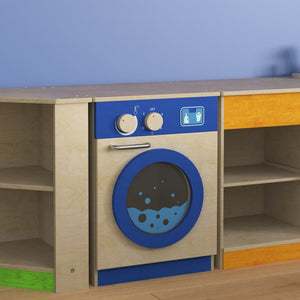 English Elm Bright Beginnings Wooden Kid's Washing Machine with Storage, Knobs & Interactive Play for Classrooms MK-ME03546-GG