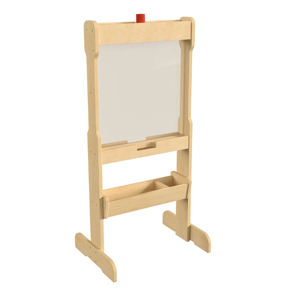 English Elm Bright Beginnings Double-Sided Wooden STEAM Easel with Storage Tray & Acrylic Paint Window for Kids MK-ME03669-GG