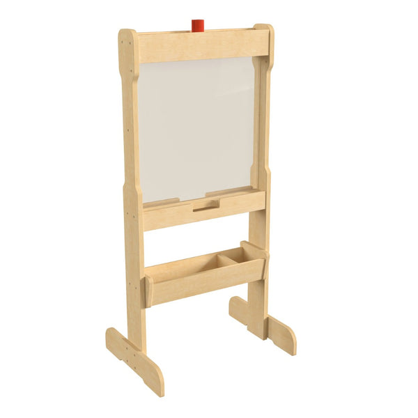 English Elm Bright Beginnings Double-Sided Wooden STEAM Easel with Storage Tray & Acrylic Paint Window for Kids MK-ME03669-GG