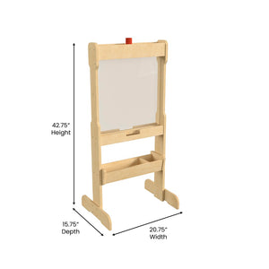 English Elm Bright Beginnings Double-Sided Wooden STEAM Easel with Storage Tray & Acrylic Paint Window for Kids MK-ME03669-GG