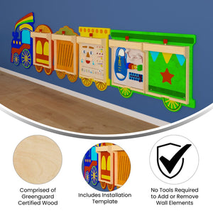 English Elm Bright Beginnings Commercial-Grade Wooden Train STEAM Wall System for Interactive Learning Spaces MK-ME06486-GG