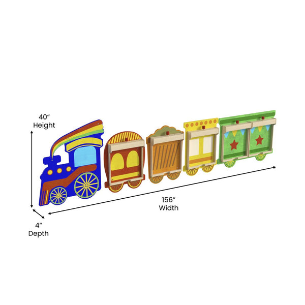 English Elm Bright Beginnings Commercial-Grade Wooden Train STEAM Wall System for Interactive Learning Spaces MK-ME06486-GG