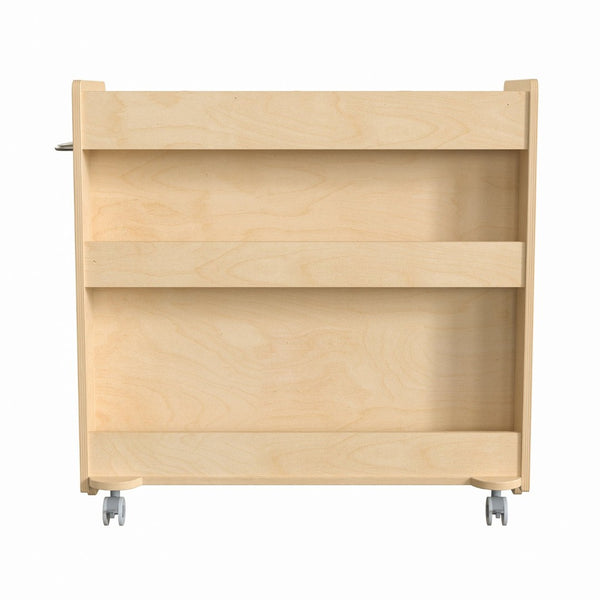 English Elm Bright Beginnings Mobile Wooden Storage Cart with 4 Storage Compartments, 5 Cubbies & Locking Wheels MK-ME08190-GG