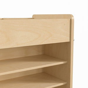 English Elm Bright Beginnings Mobile Wooden Storage Cart with 4 Storage Compartments, 5 Cubbies & Locking Wheels MK-ME08190-GG