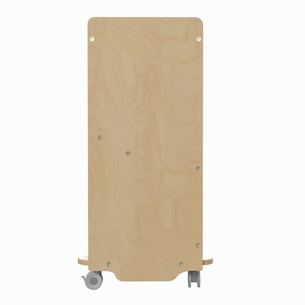 English Elm Bright Beginnings Mobile Wooden Storage Cart with 4 Storage Compartments, 5 Cubbies & Locking Wheels MK-ME08190-GG