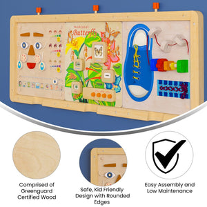 English Elm Bright Beginnings STEAM Wall System - Three-Panel Wooden Play Station for Toddler Learning & Growth MK-ME088001-GG