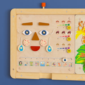 English Elm Bright Beginnings STEAM Wall System - Three-Panel Wooden Play Station for Toddler Learning & Growth MK-ME088001-GG