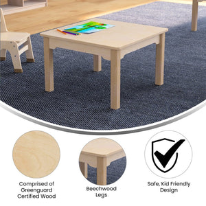 English Elm Bright Beginnings Square Preschool Activity Table - Durable Beech Design, Easy-Clean, Safe & Sturdy MK-ME088007-GG