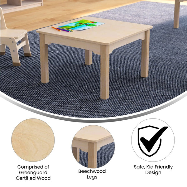 English Elm Bright Beginnings Square Preschool Activity Table - Durable Beech Design, Easy-Clean, Safe & Sturdy MK-ME088007-GG