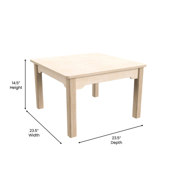 English Elm Bright Beginnings Square Preschool Activity Table - Durable Beech Design, Easy-Clean, Safe & Sturdy MK-ME088007-GG