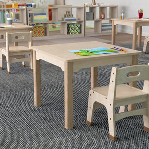 English Elm Bright Beginnings Commercial Grade Preschool Activity Table - Durable, Safe, Easy-Clean, Beech Finish MK-ME088008-GG